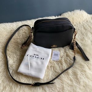 Coach Black Pebble Leather Crossbody Camera Bag
